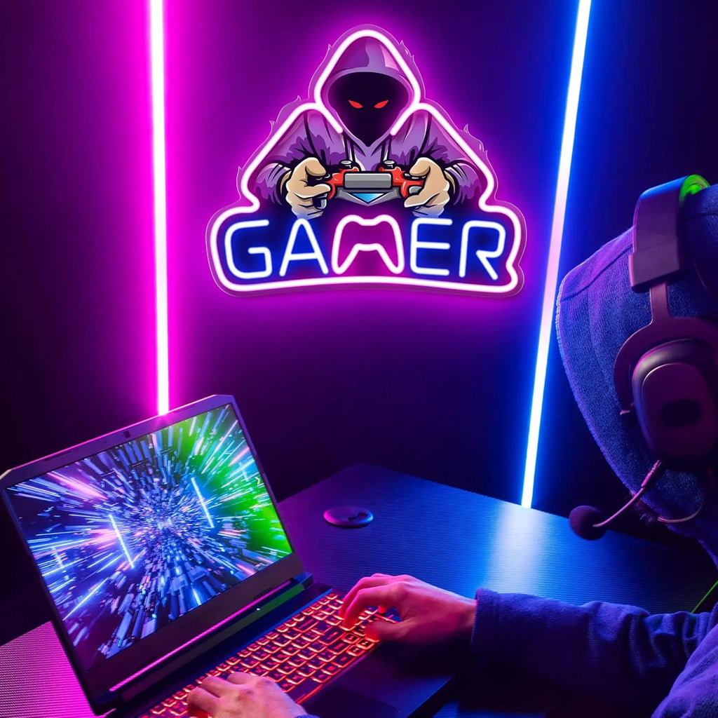 game controller neon sign gamer room decoration, led game neon sign game wall decoration best gamer gift for boys chirstams gift
