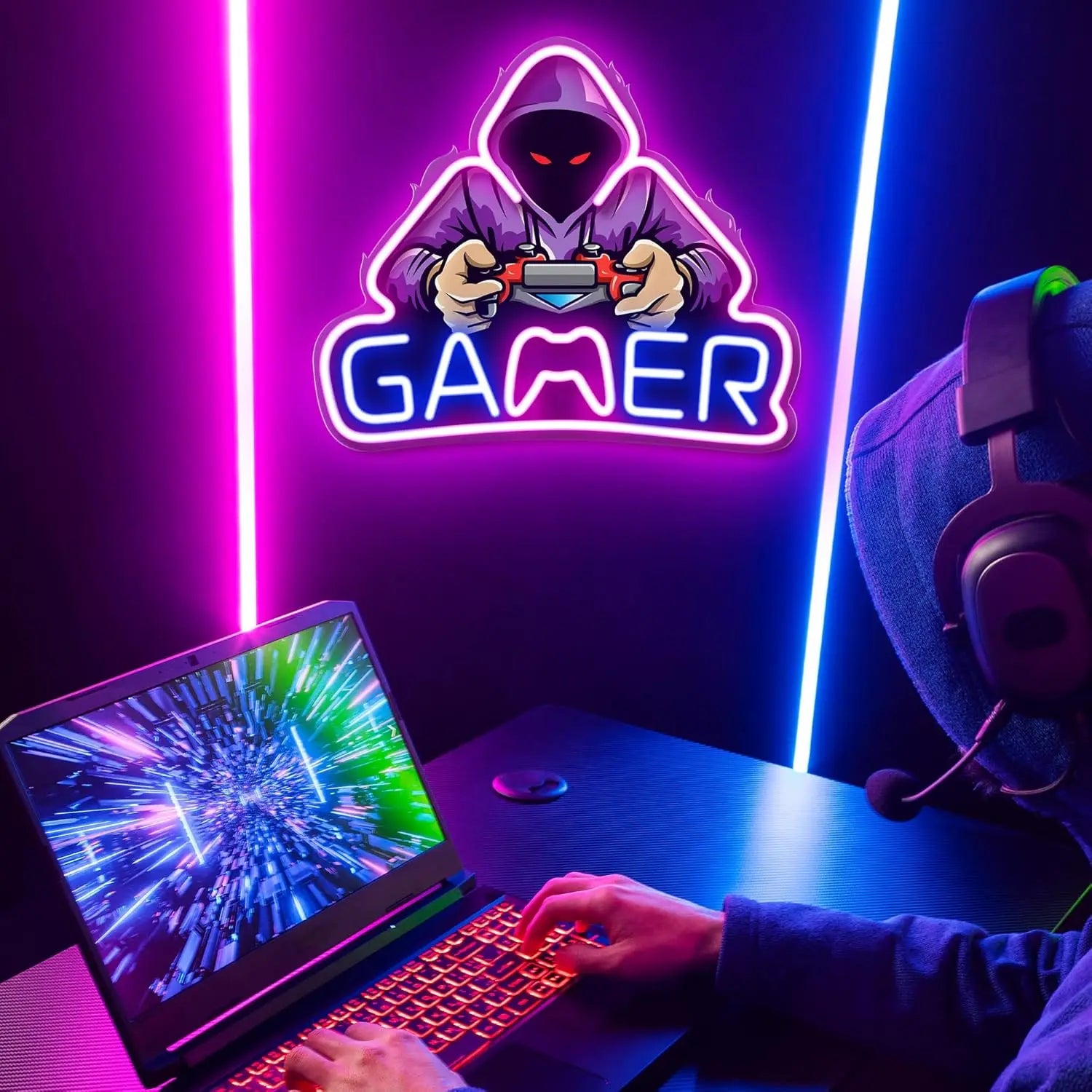 game controller neon sign gamer room decoration, led game neon sign game wall decoration best gamer gift for boys chirstams gift