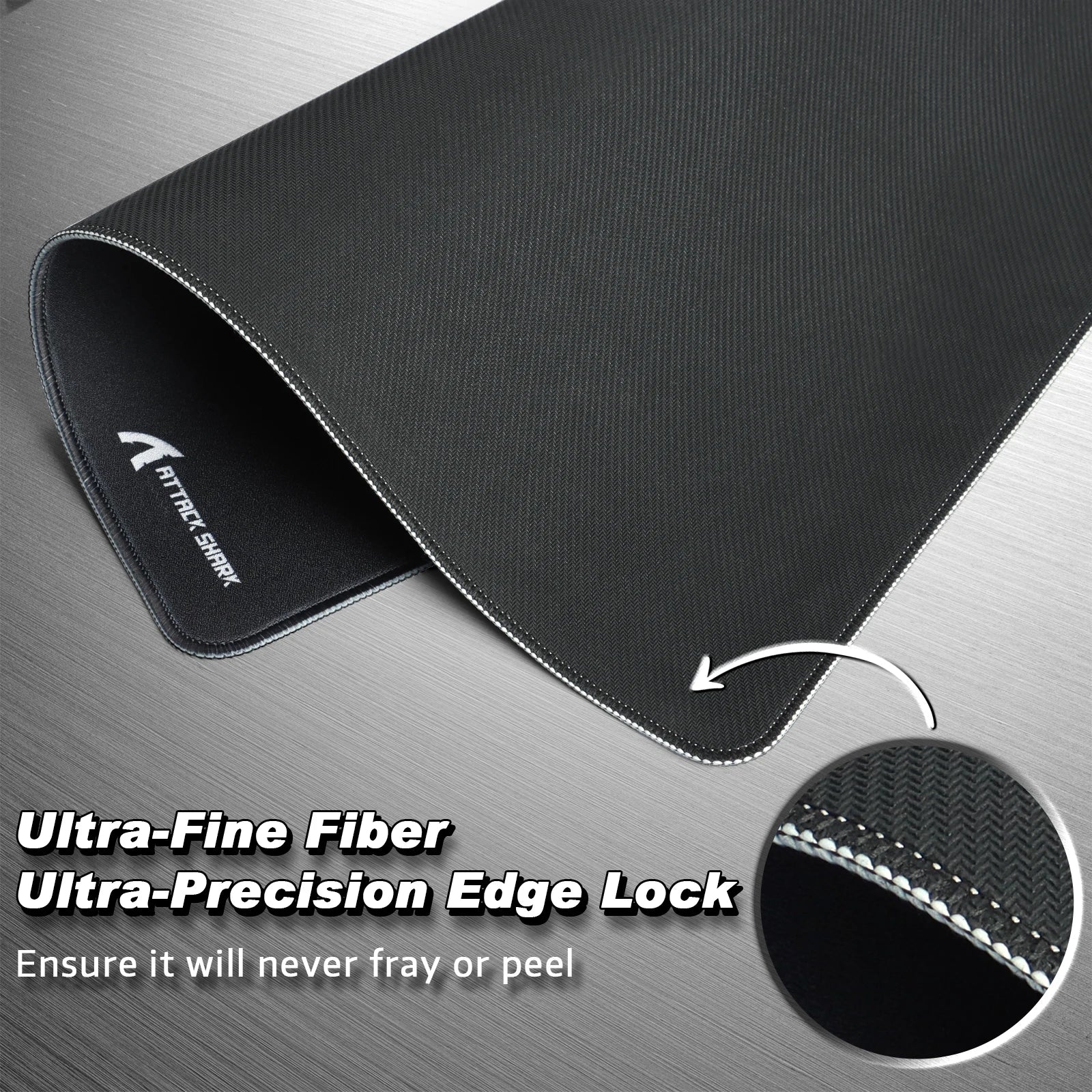 ATTACK SHARK CM02 Large eSport Gaming Mousepad, 450x400x4 MM, Textured Smooth Surface, Non-Slip Rubber Base, Micro-Knit Edges