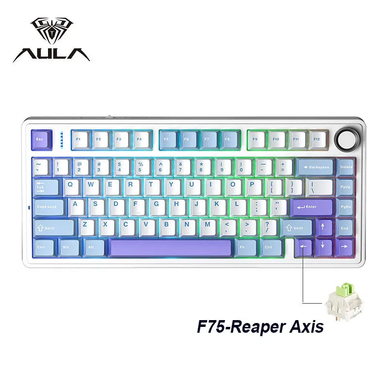 Teclado Mecânico Gamer AULA F75 RGB Personalizável (Layout 75%)