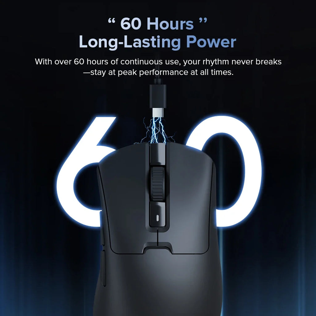 Delux M900 SE Wireless Gaming Mouse Ergonomic Mice PAW3311 12000DPI Lightweight 63g for Right Big Hands PC Laptop Gamer