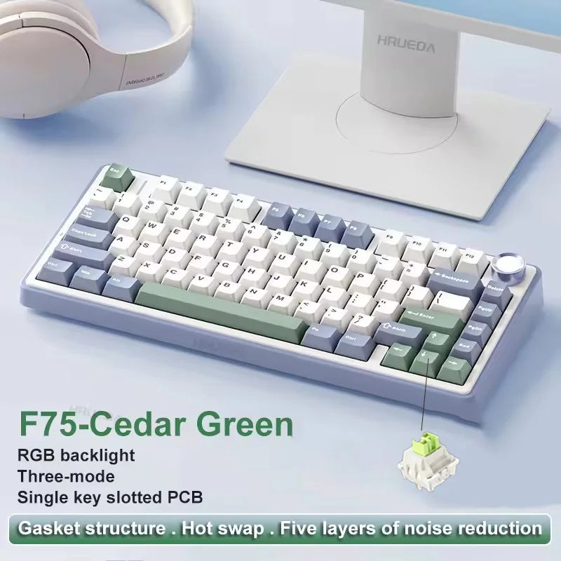 Teclado Mecânico Gamer AULA F75 RGB Personalizável (Layout 75%)