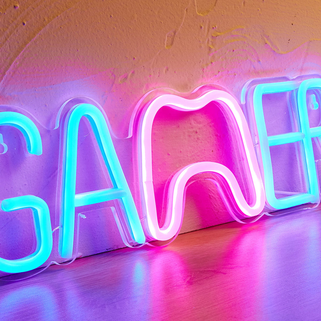 Chi-buy LED Neon Gamer Gamepad USB Powered Neon Signs Decor Lamp Signs Birthday Gift Wall Art For Bedroom Room Bar Shop