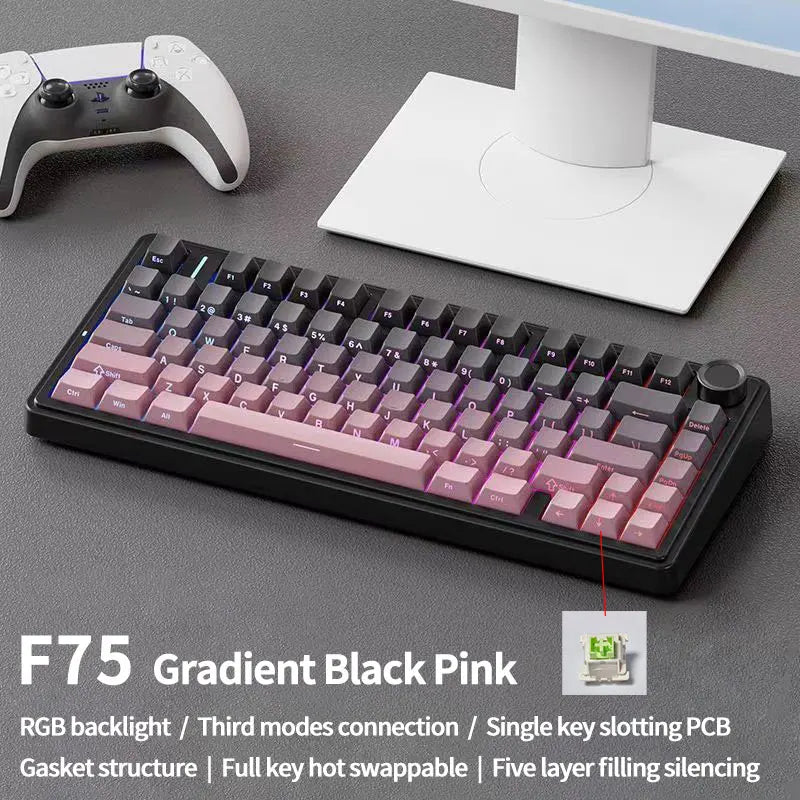 Teclado Mecânico Gamer AULA F75 RGB Personalizável (Layout 75%)