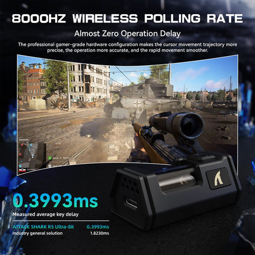 ATTACK SHARK R5Ultra Wireless de Fibra de Carbono 8K PAW3950MAX