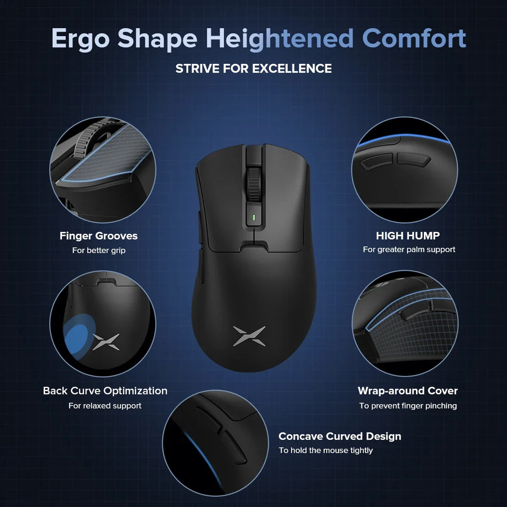 Delux M900 SE Wireless Gaming Mouse Ergonomic Mice PAW3311 12000DPI Lightweight 63g for Right Big Hands PC Laptop Gamer